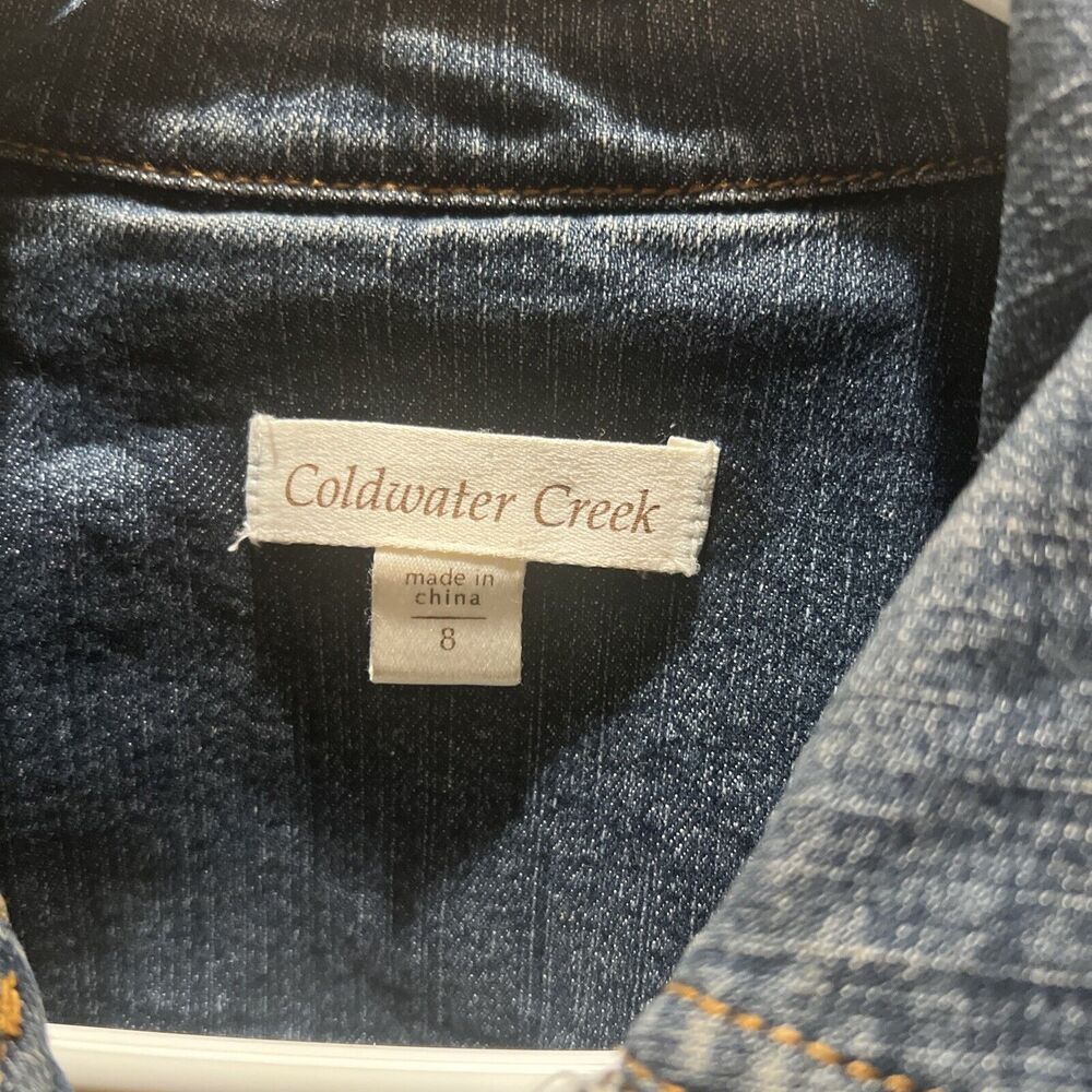Coldwater Creek Women's Size 8 (Small)Long Sleeve Embroidered Hem Jean Jacket - Picture 6 of 8